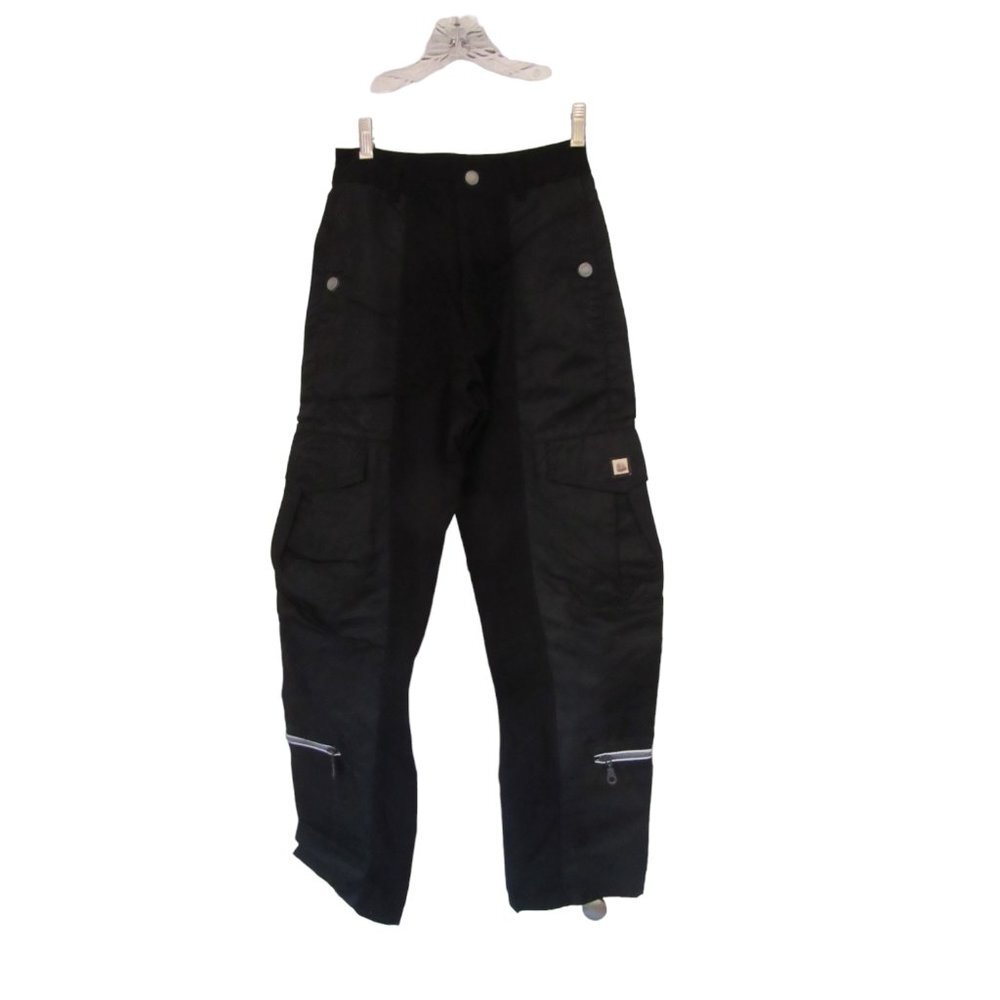 Vintage Marithe Francois Girbaud Parachute Black Pants Lots of Zippers, Sz 40 Eu